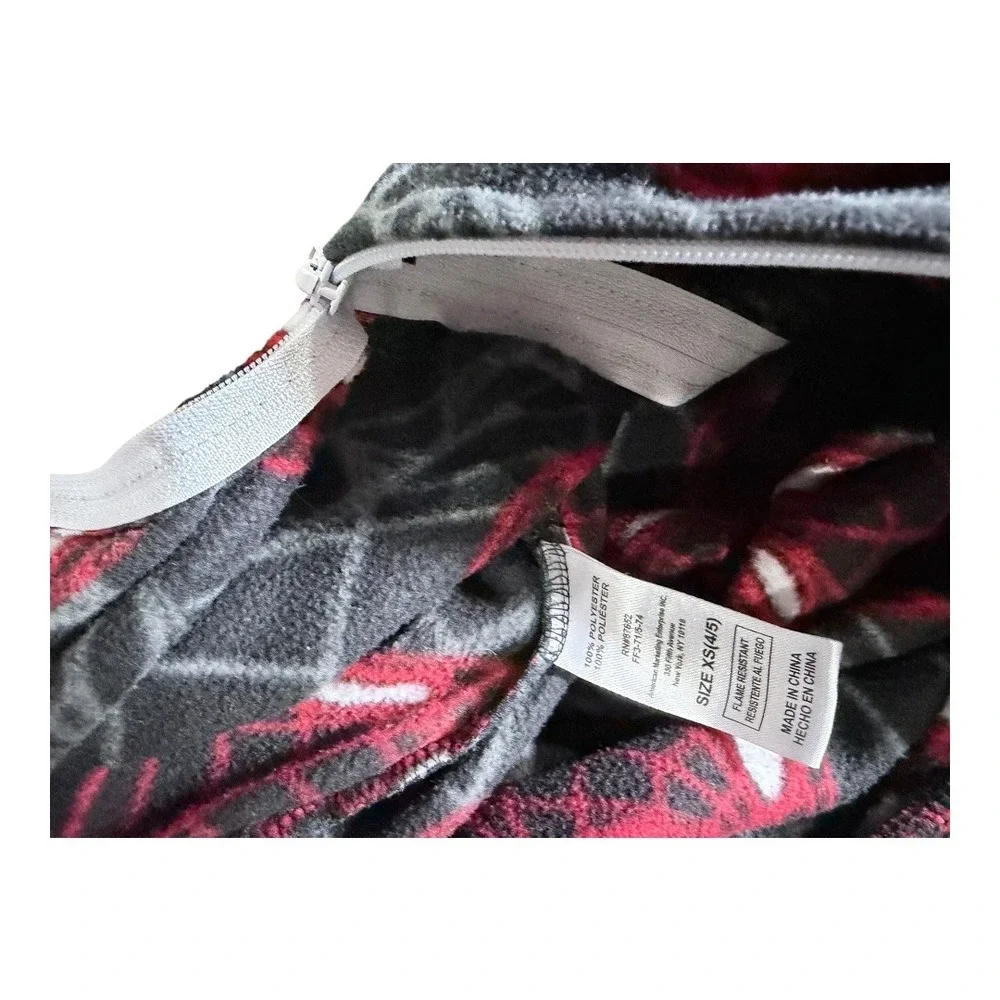 Marvel Spider-Man Pajamas Kids XS 4/5‎ Fleece Hooded One-Piece Union Suit Black